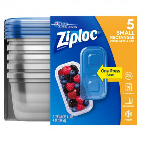 ZIPLOC CONT W/LID ONE PRESS 8OZ 5PK 6/CS RECT-70932